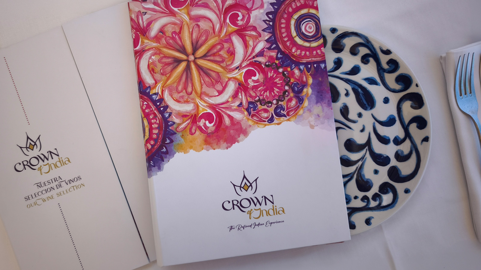 Carta de Crown of India, restaurante indio en Altea